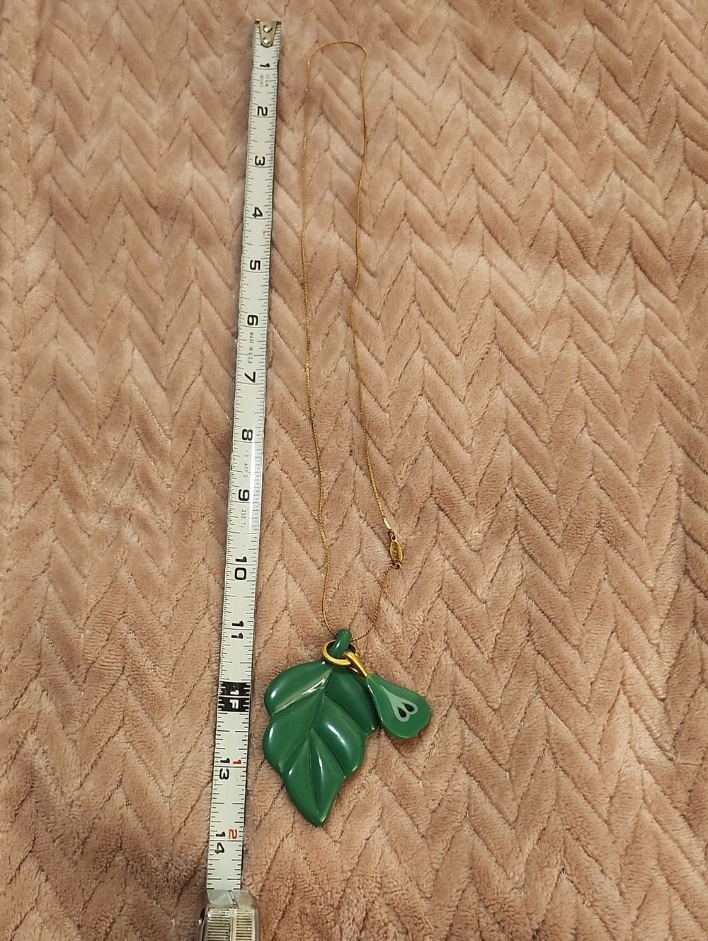 Pilgrim Gold Chain Necklace with Green Leaf Pendant - Women Jewelry